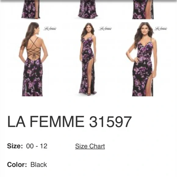 Black Prom Dress with Sequin Detail by Designer LaFemme
